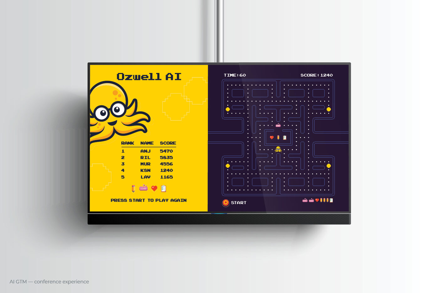 Ozwell AI conference booth arcade game