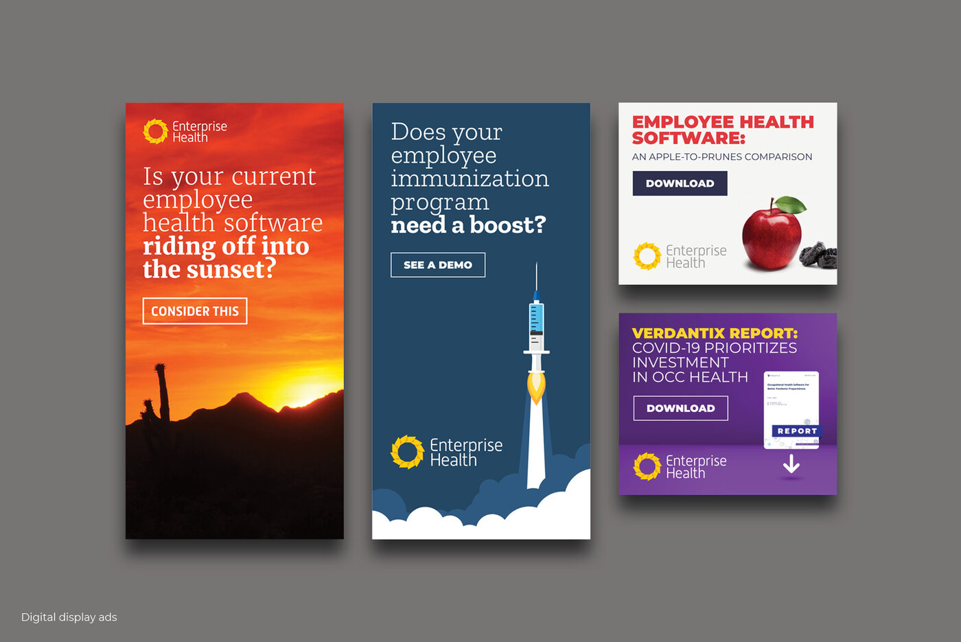 Enterprise Health digital display ads, set one