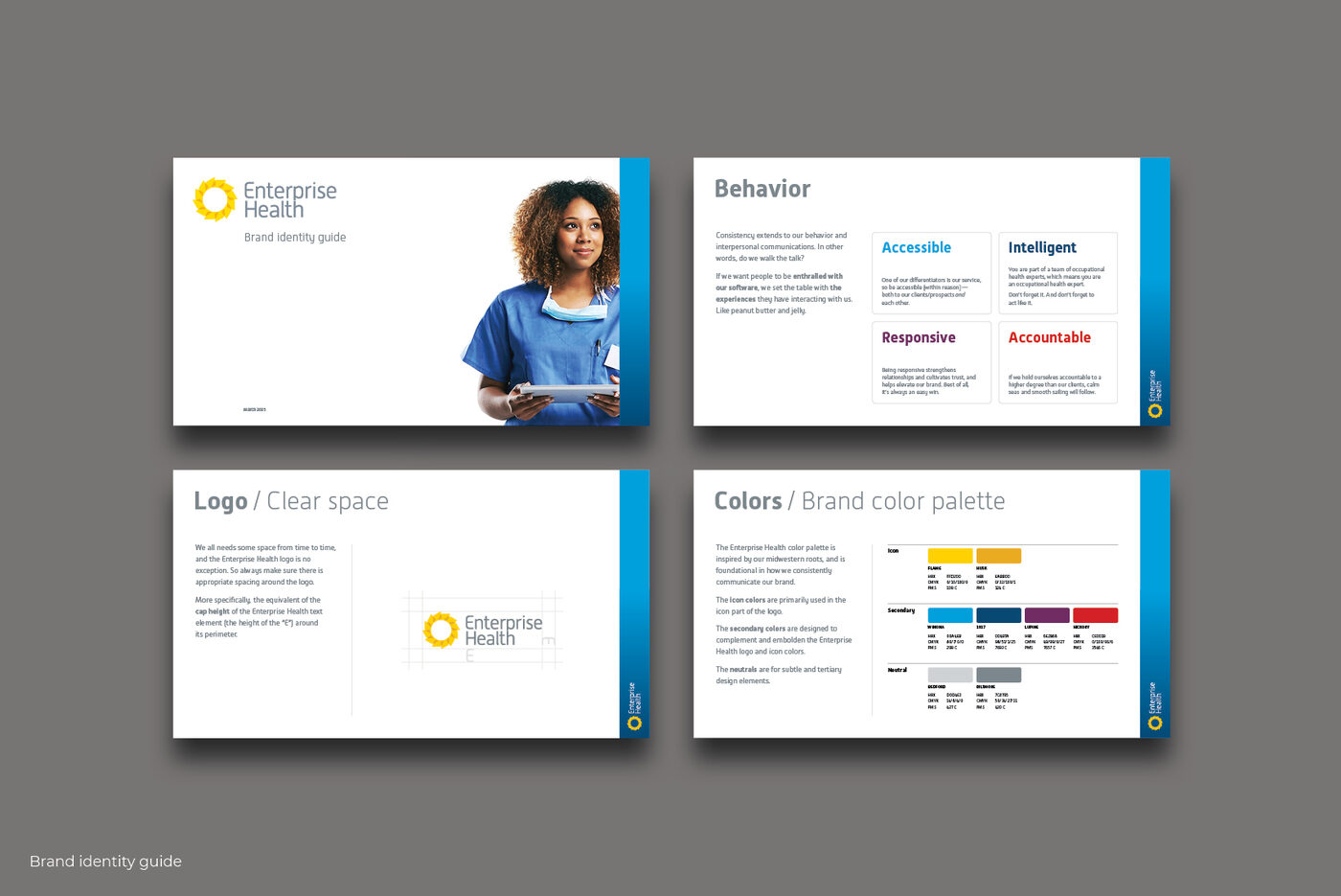 Enterprise Health brand identity guide pages