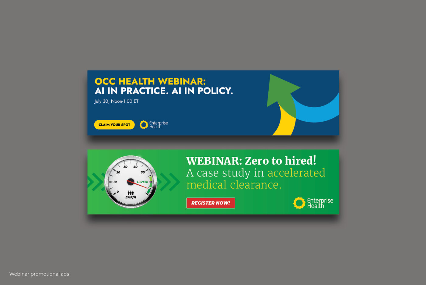 Enterprise Health webinar promotional banners