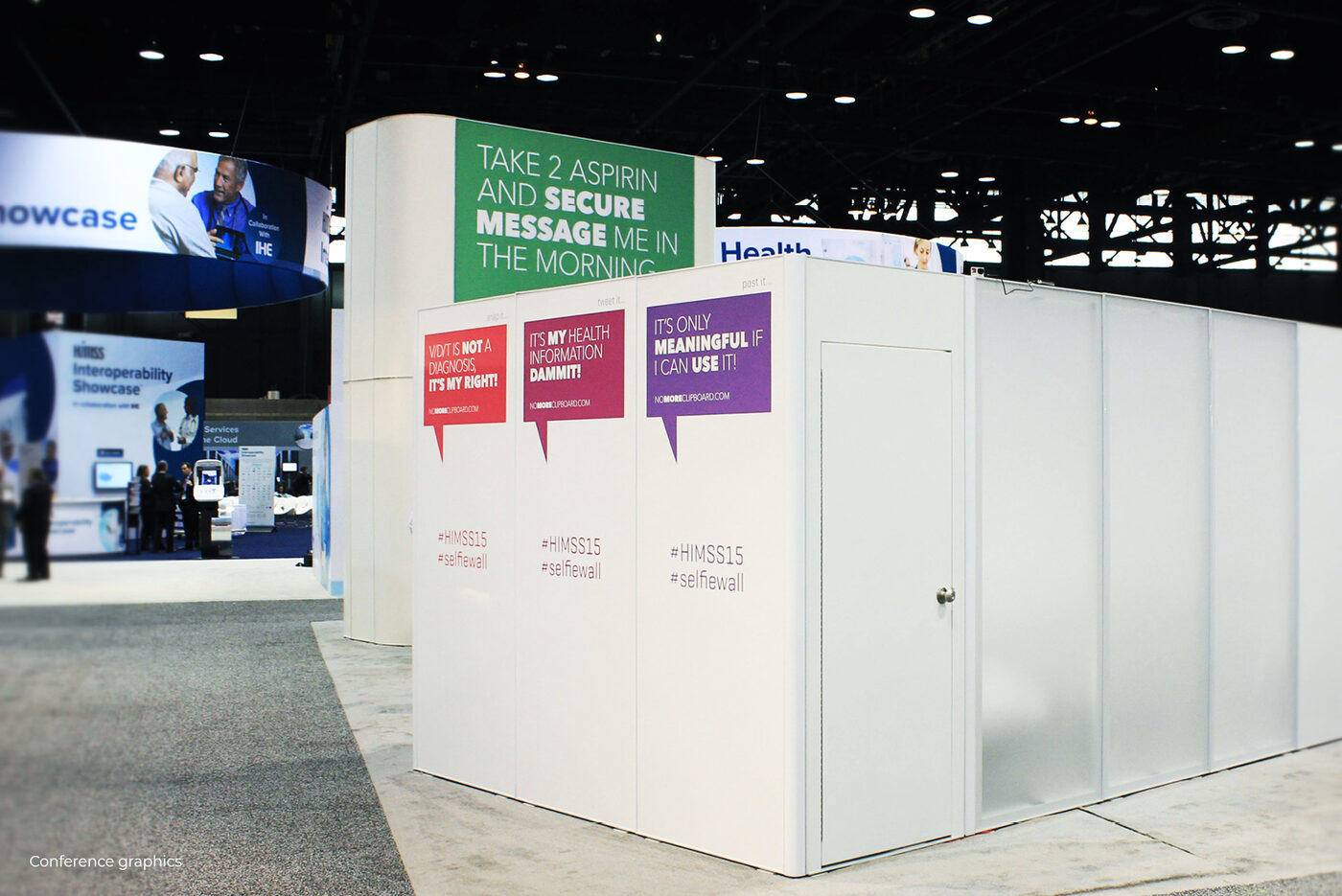 Wide shot of the booth selfie wall
