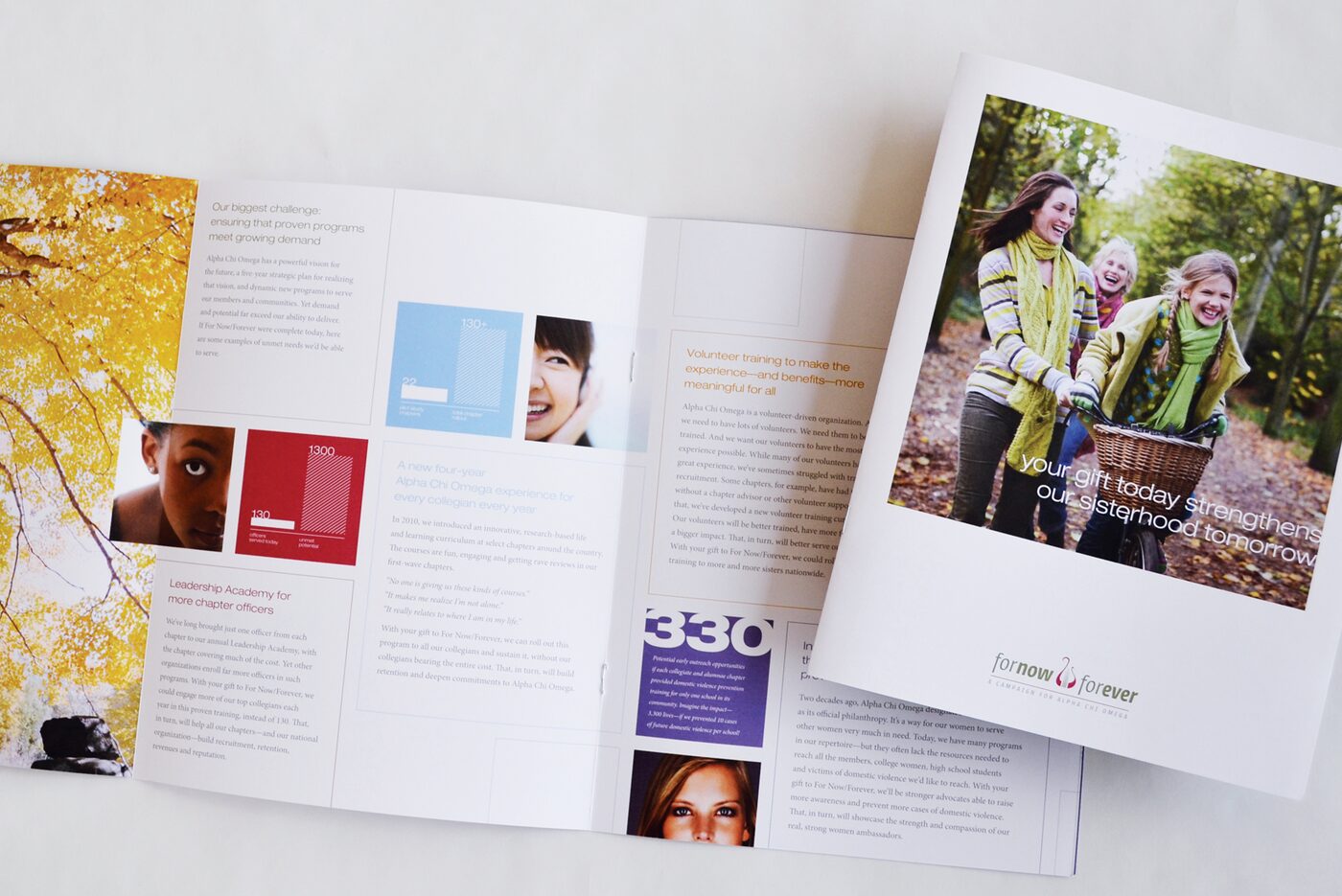 Alpha Chi Omega For Now Forever campaign brochure