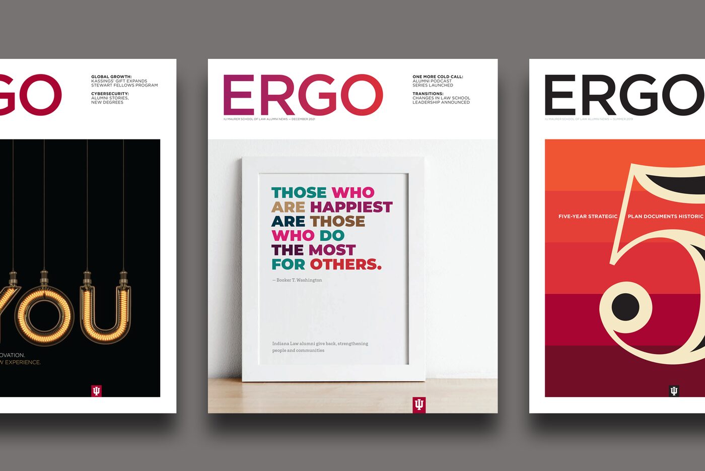 ERGO alumni magazine covers for IU Maurer School of Law