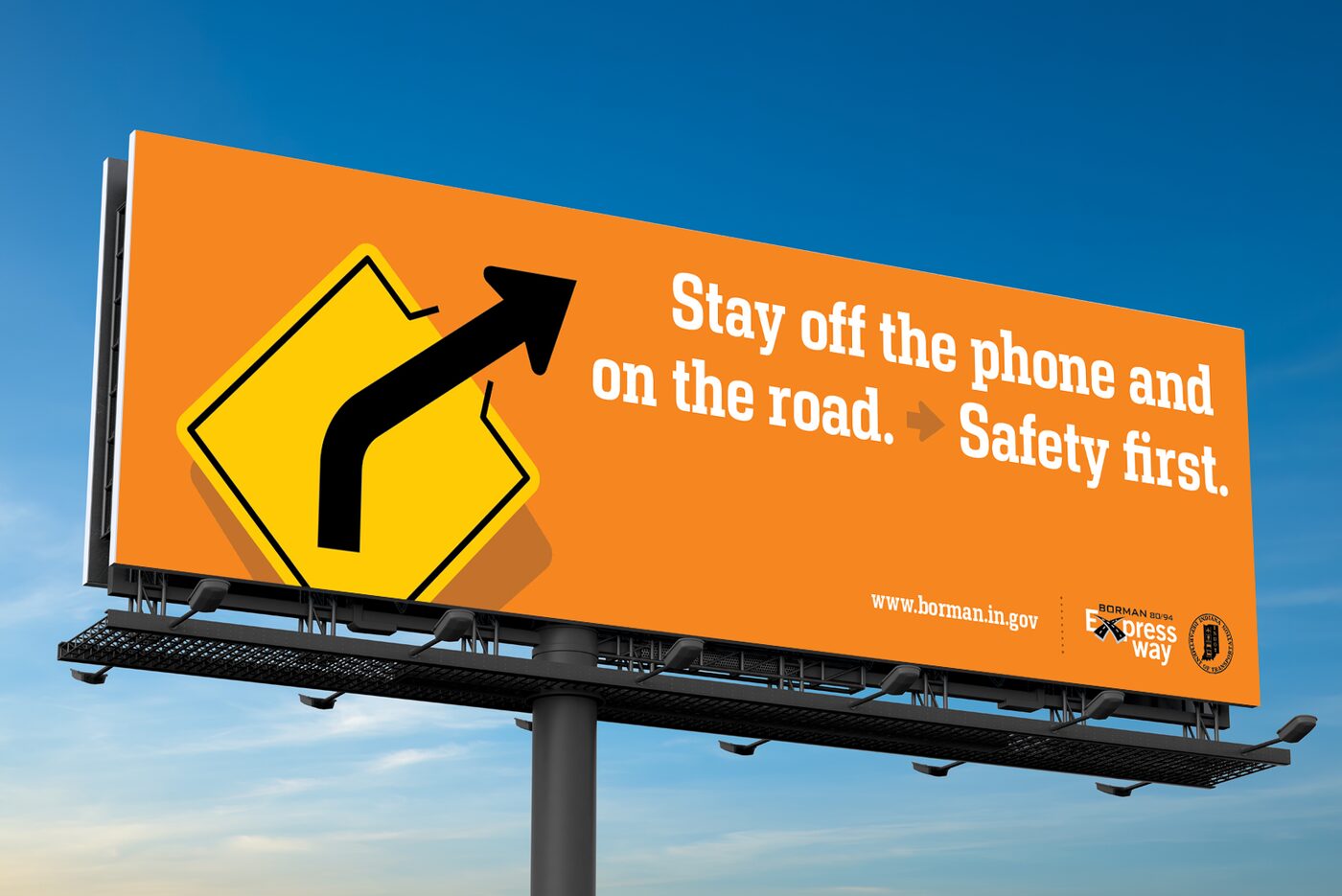 Borman Expressway billboard: stay off the phone and on the road