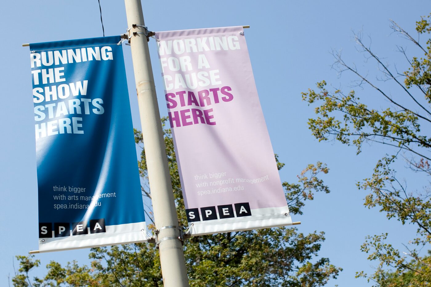 SPEA pole banners on campus