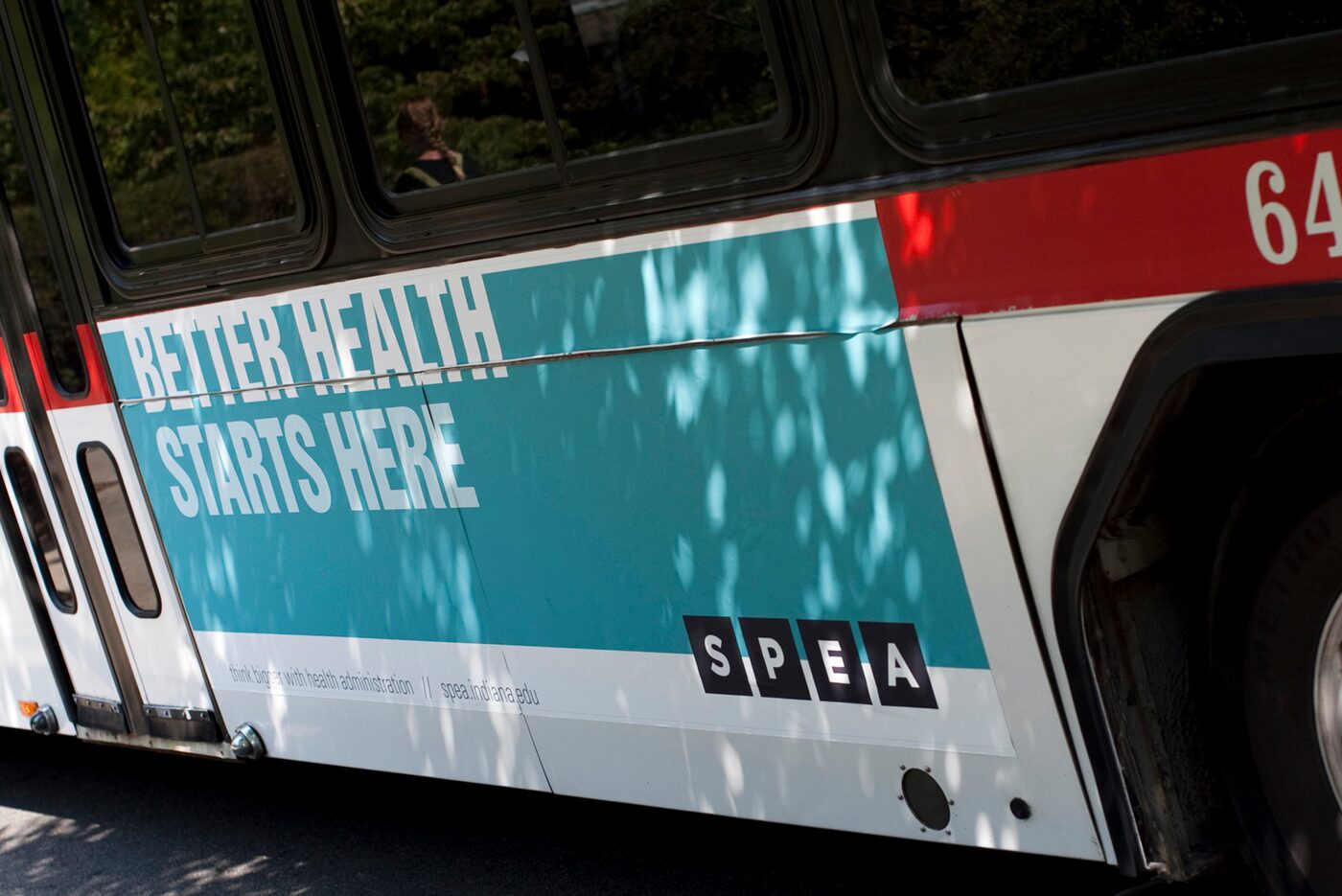 SPEA bus ad for the health administration program