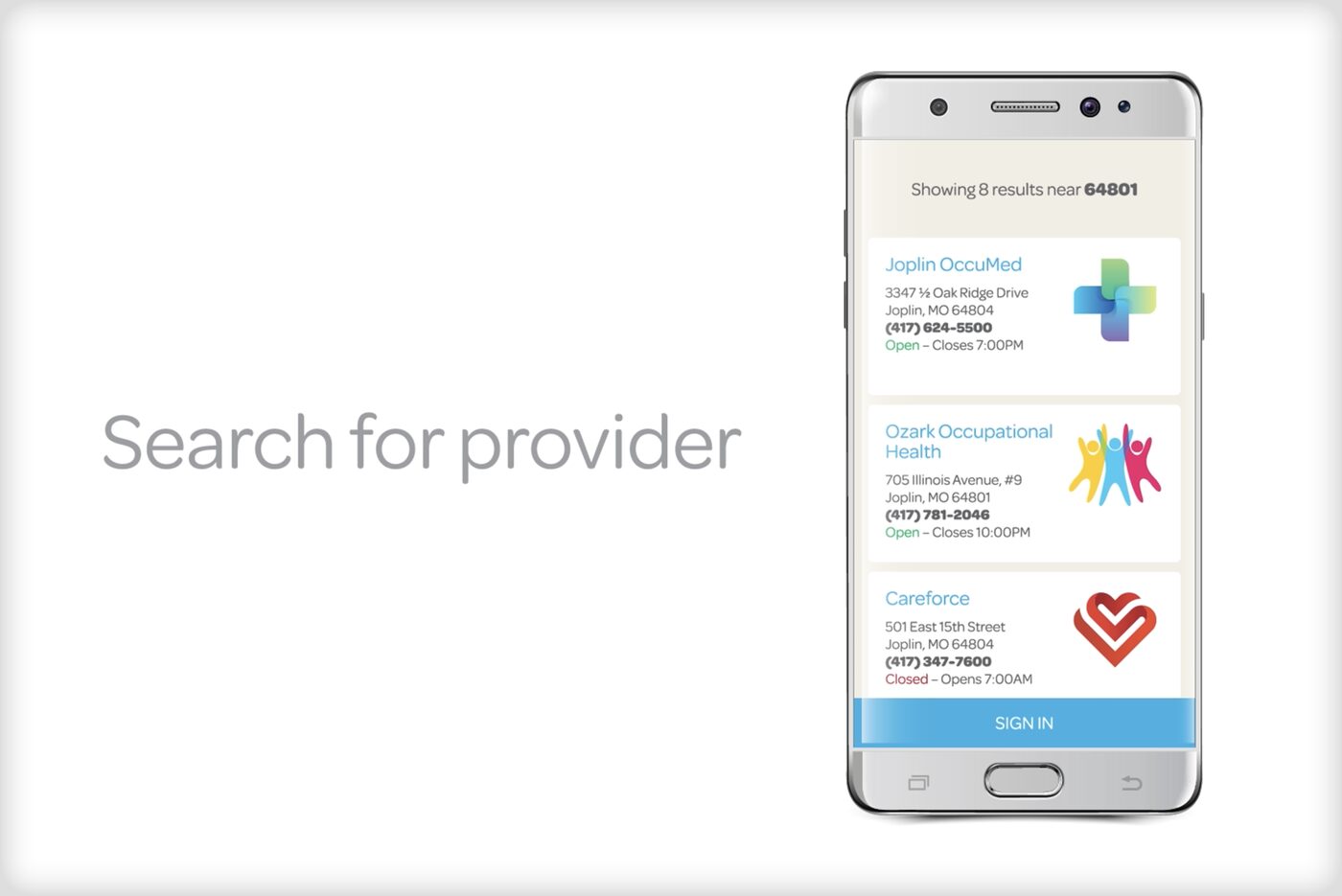 BlueHive provider search results