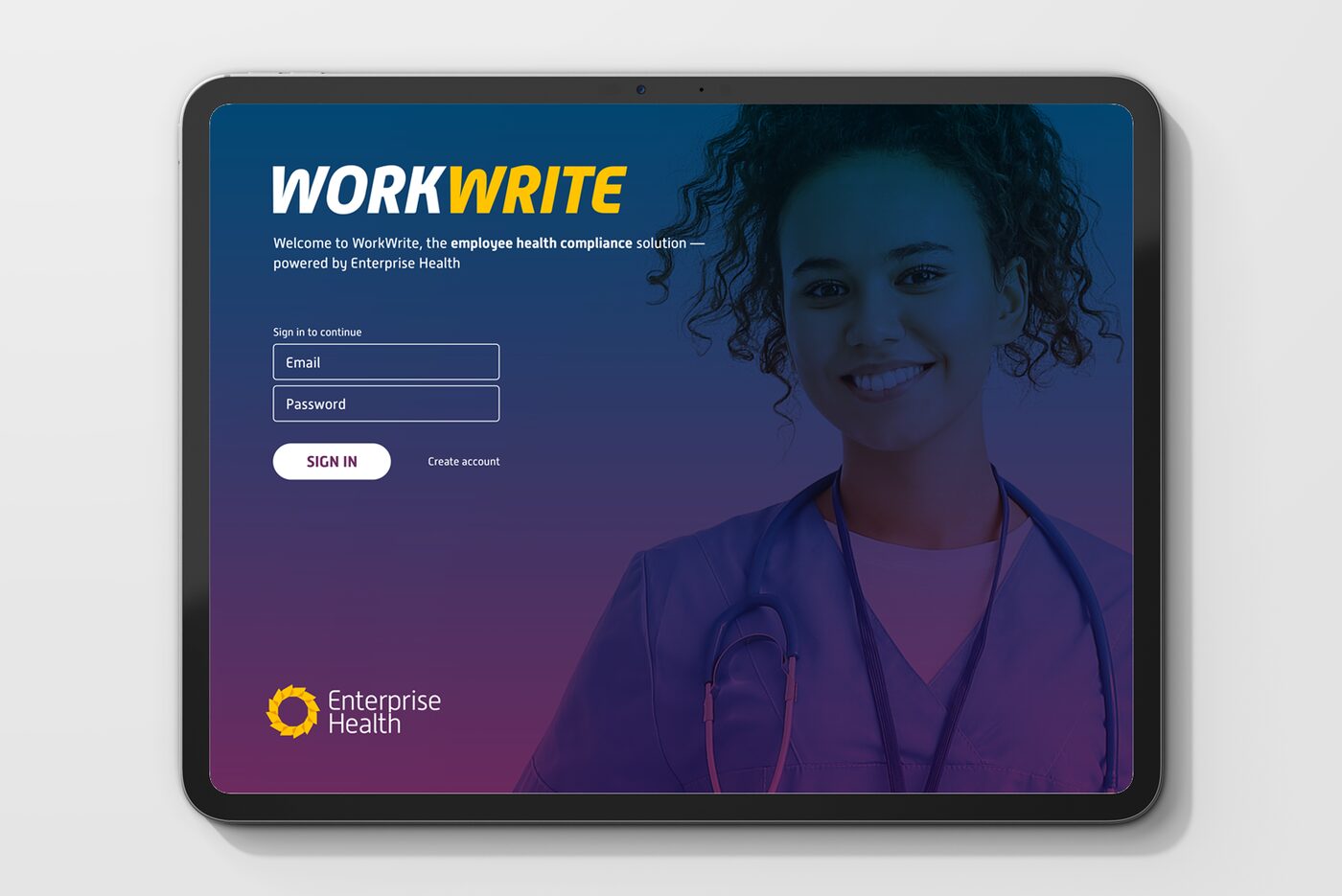 WorkWrite sign-in screen